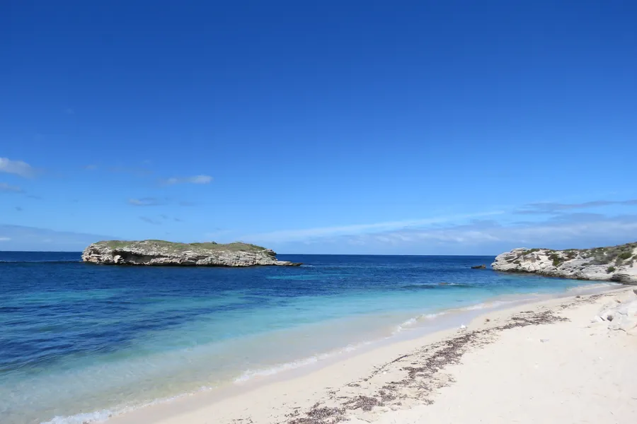 Turquoise water and white sand on Rottnest Island