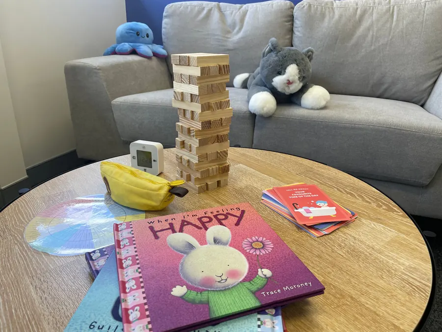 Books and toys in the waiting area